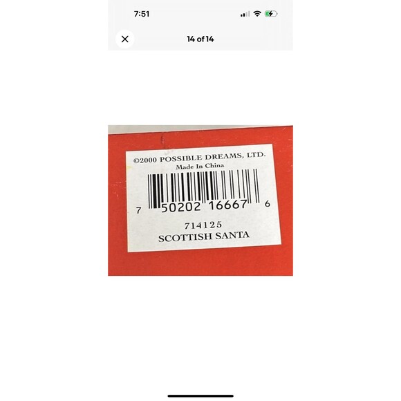 Possible Dreams Clothtique Scottish Santa Ornament 2000 - Picture 14 of 14